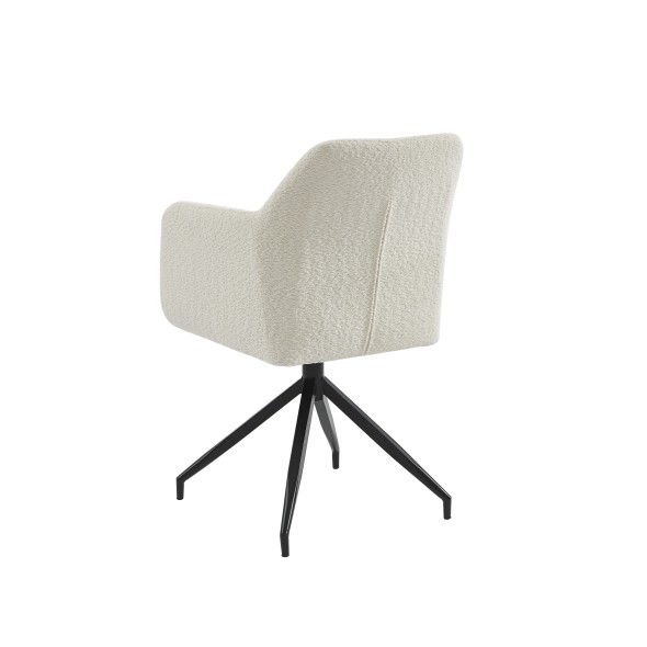 Fauteuil de table pivotant DALSTON tissu bouclette écru