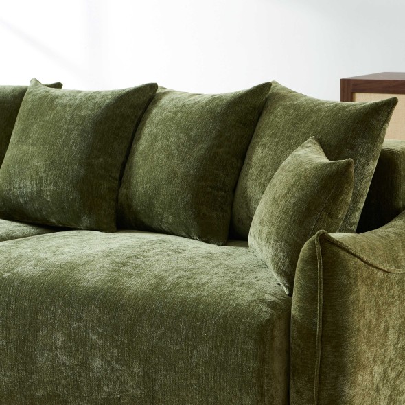 Canapé droit convertible OPALINE 3 places tissu vert