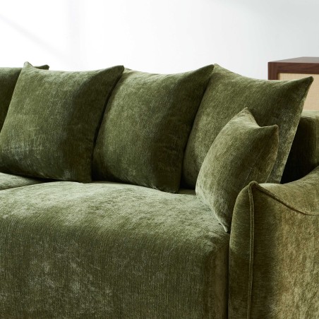 Canapé droit convertible OPALINE 3 places tissu vert