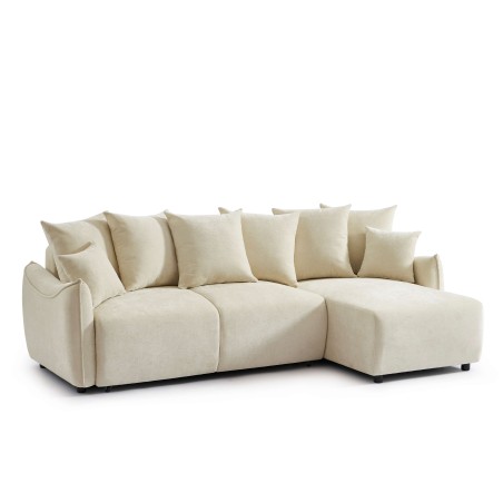 Canapé d'angle convertible et réversible 4 places OPALINE tissu beige
