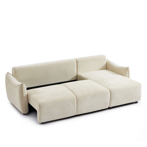 Canapé d'angle convertible et réversible 4 places OPALINE tissu beige