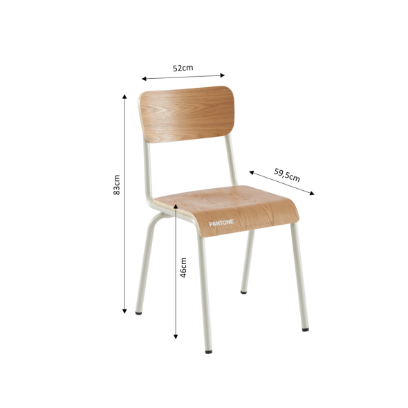 Lot de 2 chaises PANTONE beige sable et placage frêne pieds métal