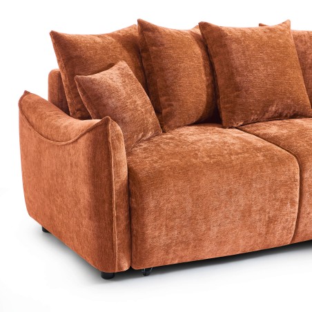 Canapé d'angle convertible et réversible 4 places OPALINE tissu terracotta