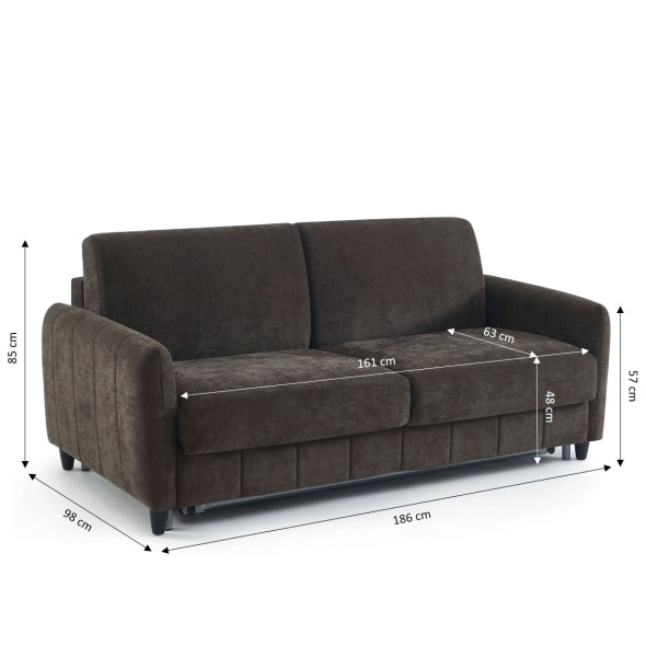 Canapé droit express ORNOA 3 places tissu anthracite