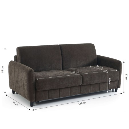 Canapé droit express ORNOA 3 places tissu anthracite