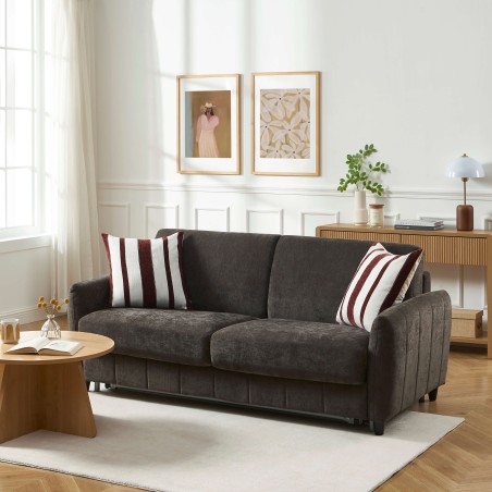 Canapé droit express ORNOA 3 places tissu anthracite