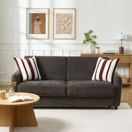 Canapé droit express ORNOA 3 places tissu anthracite