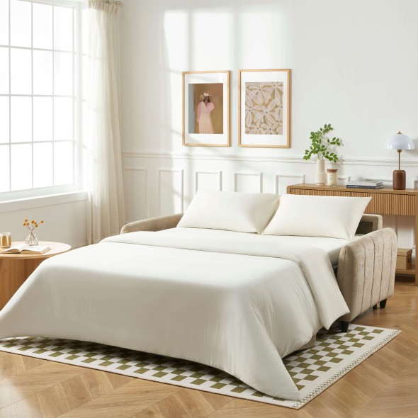 Canapé droit express ORNOA 3 places tissu taupe
