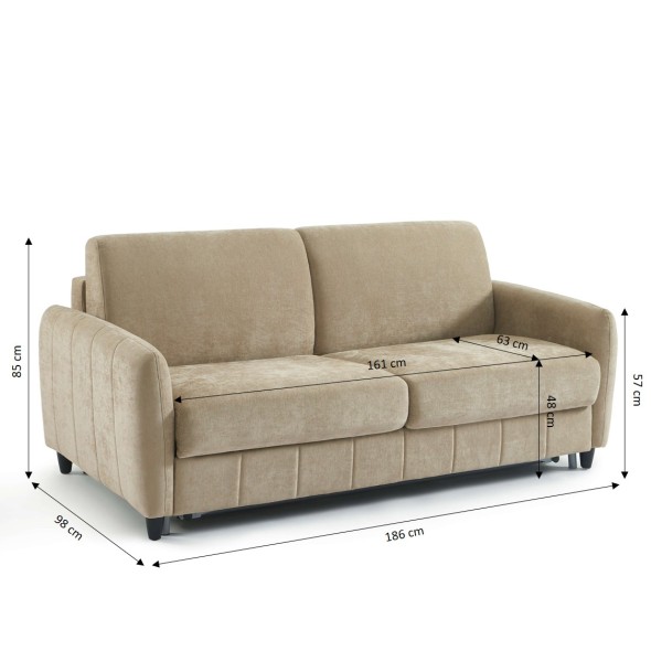 Canapé droit express ORNOA 3 places tissu taupe