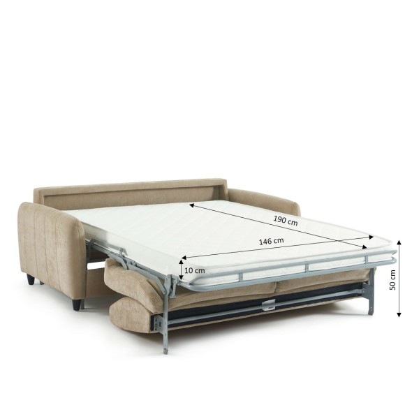 Canapé droit express ORNOA 3 places tissu taupe