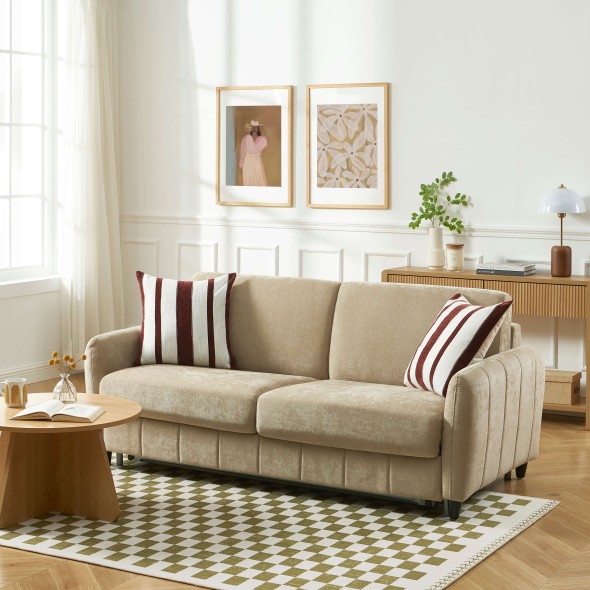 Canapé droit express ORNOA 3 places tissu taupe