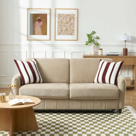 Canapé droit express ORNOA 3 places tissu taupe