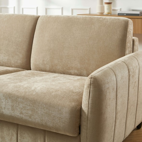 Canapé droit express ORNOA 3 places tissu taupe