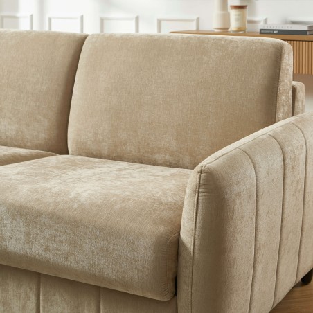 Canapé droit express ORNOA 3 places tissu taupe