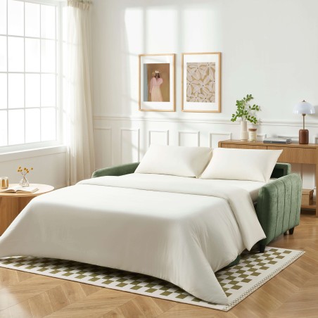 Canapé droit express ORNOA 3 places tissu vert