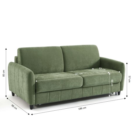 Canapé droit express ORNOA 3 places tissu vert
