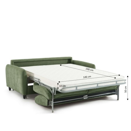 Canapé droit express ORNOA 3 places tissu vert