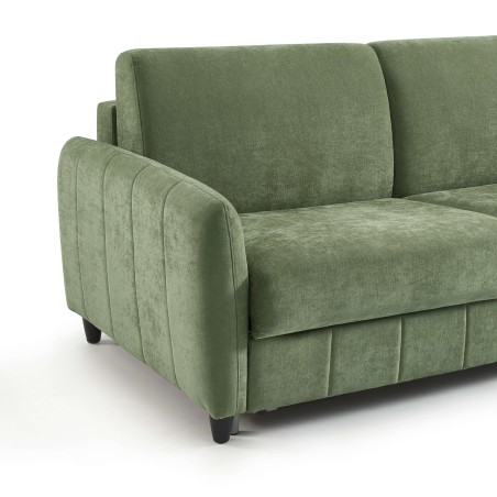 Canapé droit express ORNOA 3 places tissu vert