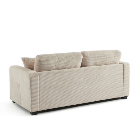 Canapé droit express SERVA 3 places velours côtelé beige