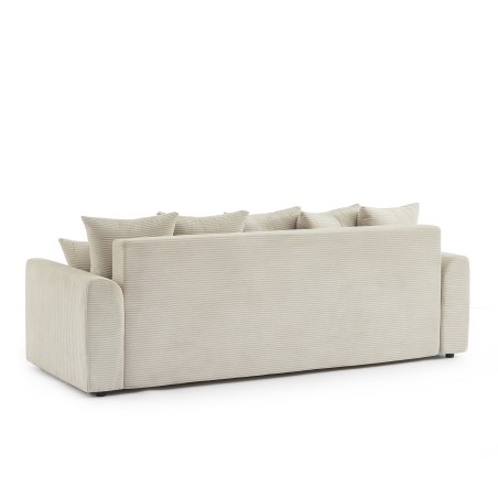 Canapé droit convertible 3 places SOLINE velours côtelé beige
