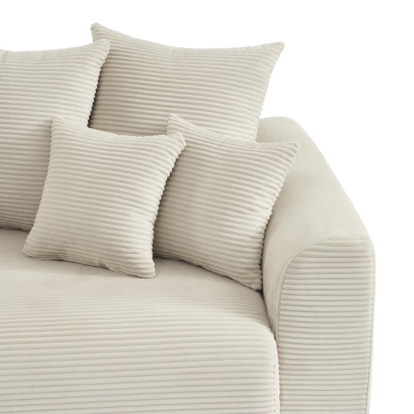 Canapé droit convertible 3 places SOLINE velours côtelé beige