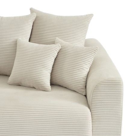 Canapé droit convertible 3 places SOLINE velours côtelé beige