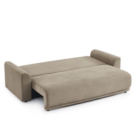 Canapé droit convertible 3 places SOLINE velours côtelé taupe