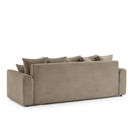 Canapé droit convertible 3 places SOLINE velours côtelé taupe