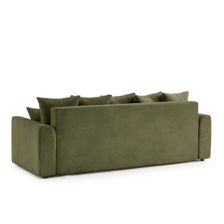 Canapé droit convertible 3 places SOLINE velours côtelé vert
