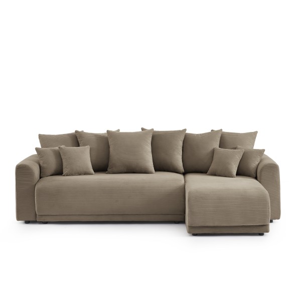 Canapé d'angle convertible et réversible 4 places SOLINE velours taupe