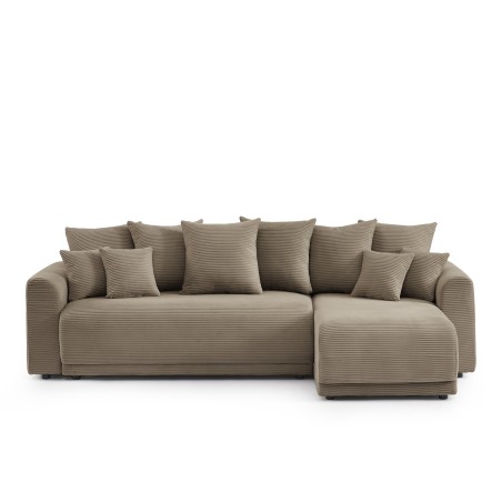 Canapé d'angle convertible et réversible 4 places SOLINE velours taupe
