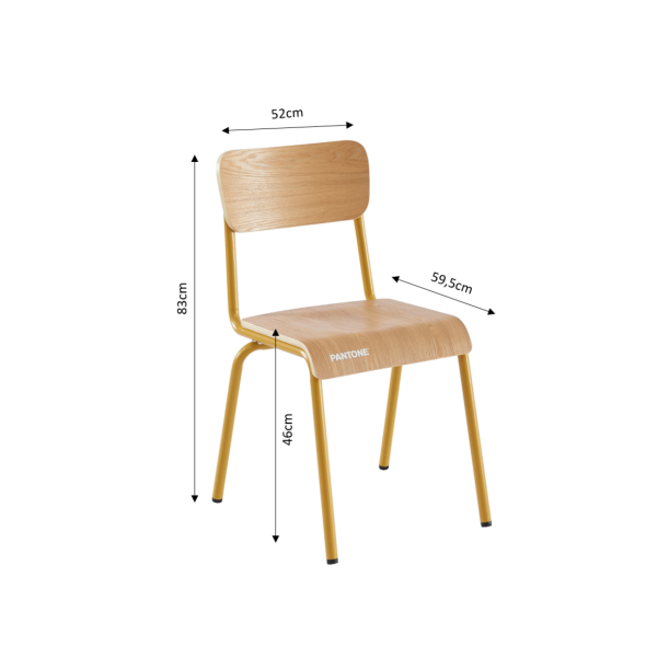 Lot de 2 chaises PANTONE jaune moutarde et placage frêne pieds métal