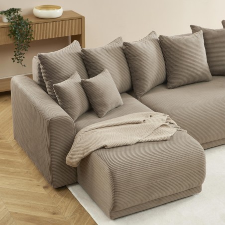 Canapé d'angle convertible et réversible 4 places SOLINE velours taupe