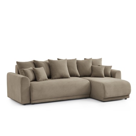 Canapé d'angle convertible et réversible 4 places SOLINE velours taupe