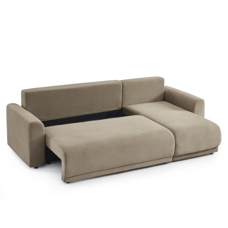 Canapé d'angle convertible et réversible 4 places SOLINE velours taupe