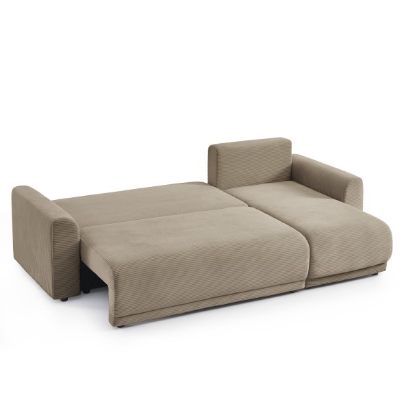 Canapé d'angle convertible et réversible 4 places SOLINE velours taupe