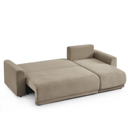 Canapé d'angle convertible et réversible 4 places SOLINE velours taupe