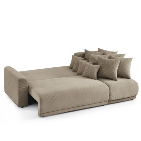 Canapé d'angle convertible et réversible 4 places SOLINE velours taupe