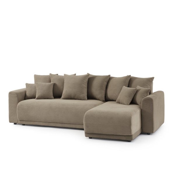 Canapé d'angle convertible et réversible 4 places SOLINE velours taupe