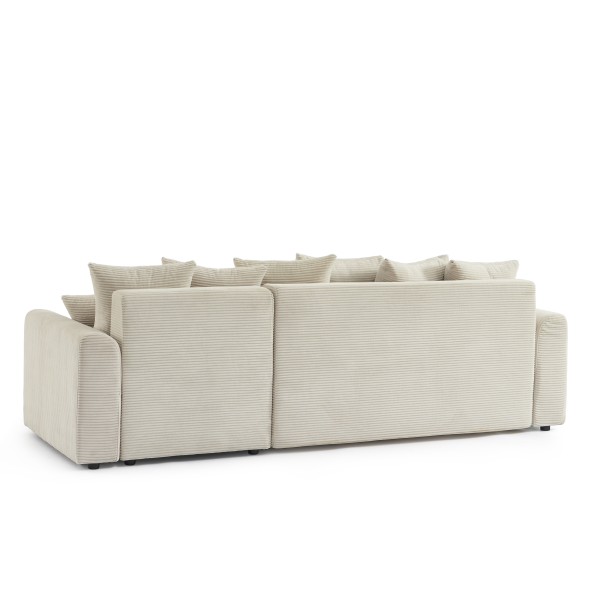 Canapé d'angle convertible et réversible 4 places SOLINE velours côtelé beige