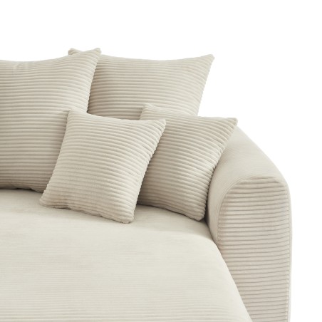 Canapé d'angle convertible et réversible 4 places SOLINE velours côtelé beige