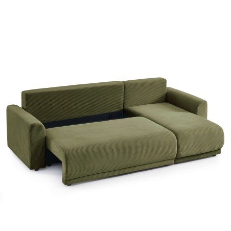 Canapé d'angle convertible et réversible 4 places SOLINE velours côtelé vert
