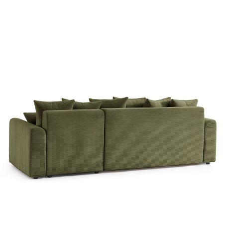 Canapé d'angle convertible et réversible 4 places SOLINE velours côtelé vert