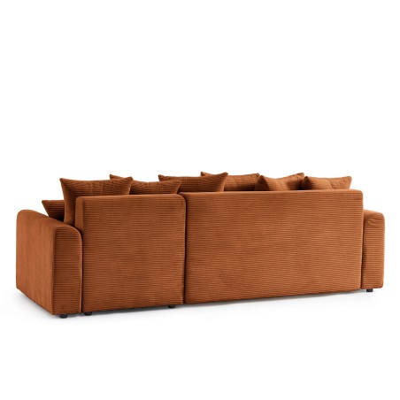 Canapé d'angle convertible et réversible 4 places SOLINE velours côtelé terracotta