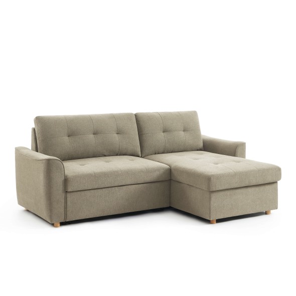 Canapé d'angle convertible et réversible TAMARA 4 places tissu texturé gris