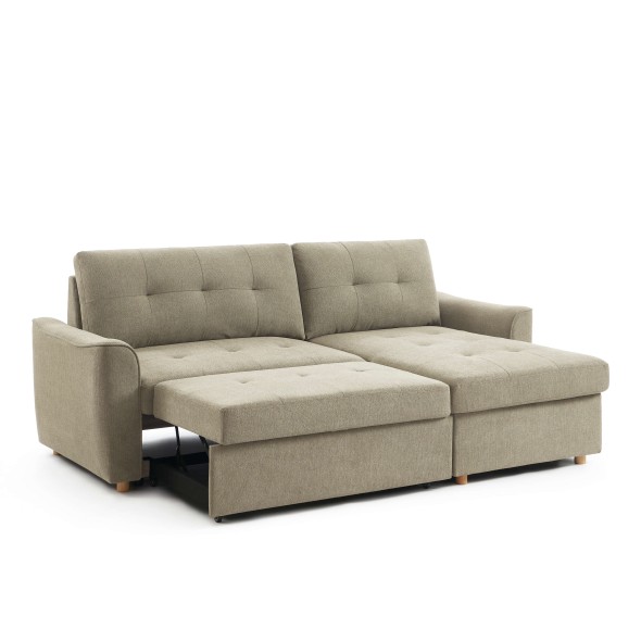 Canapé d'angle convertible et réversible TAMARA 4 places tissu texturé gris