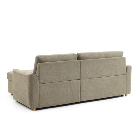 Canapé d'angle convertible et réversible TAMARA 4 places tissu texturé gris