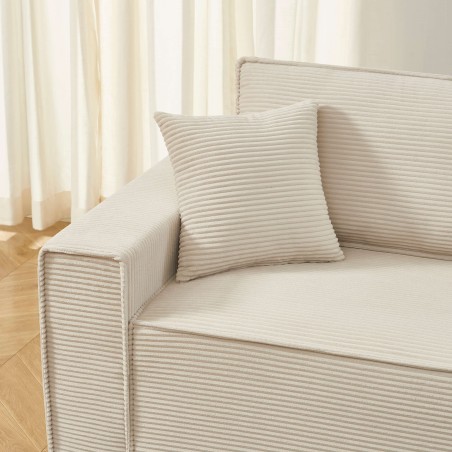 Canapé droit convertible 3 places ZOLA velours côtelé beige