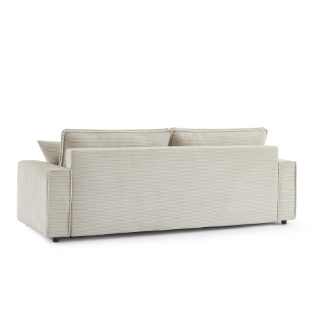 Canapé droit convertible 3 places ZOLA velours côtelé beige