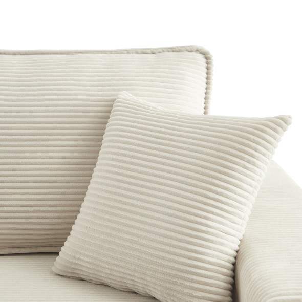 Canapé droit convertible 3 places ZOLA velours côtelé beige